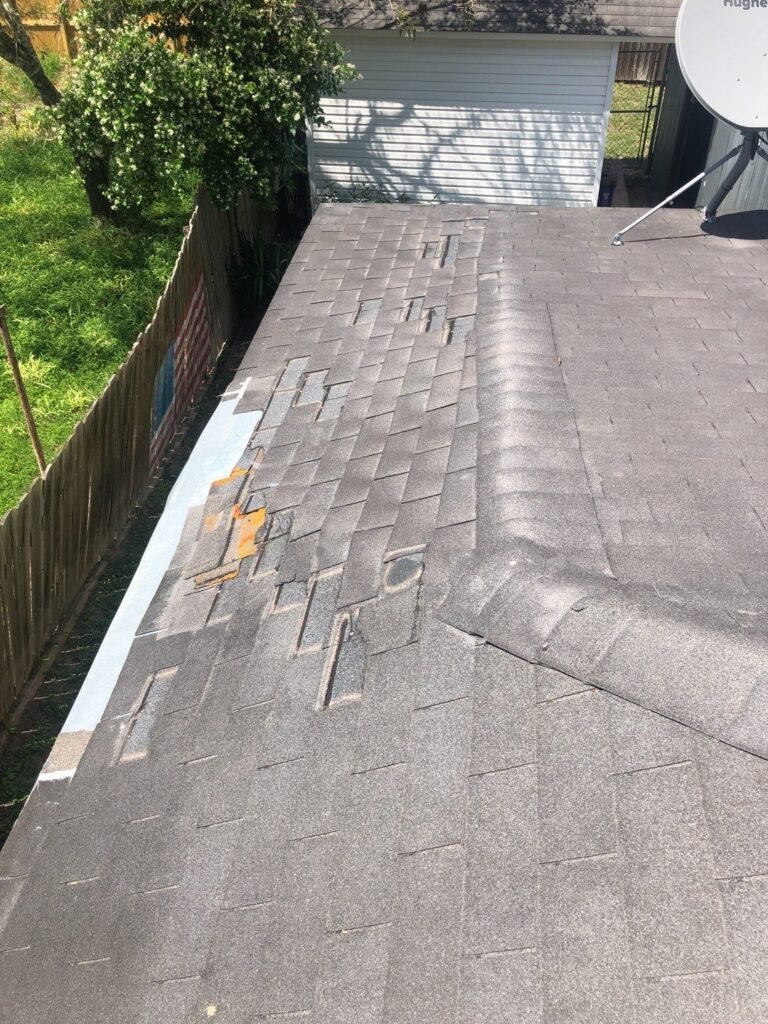 Storm damaged roof inspection performed by Marva Roofing in McAllen Texas