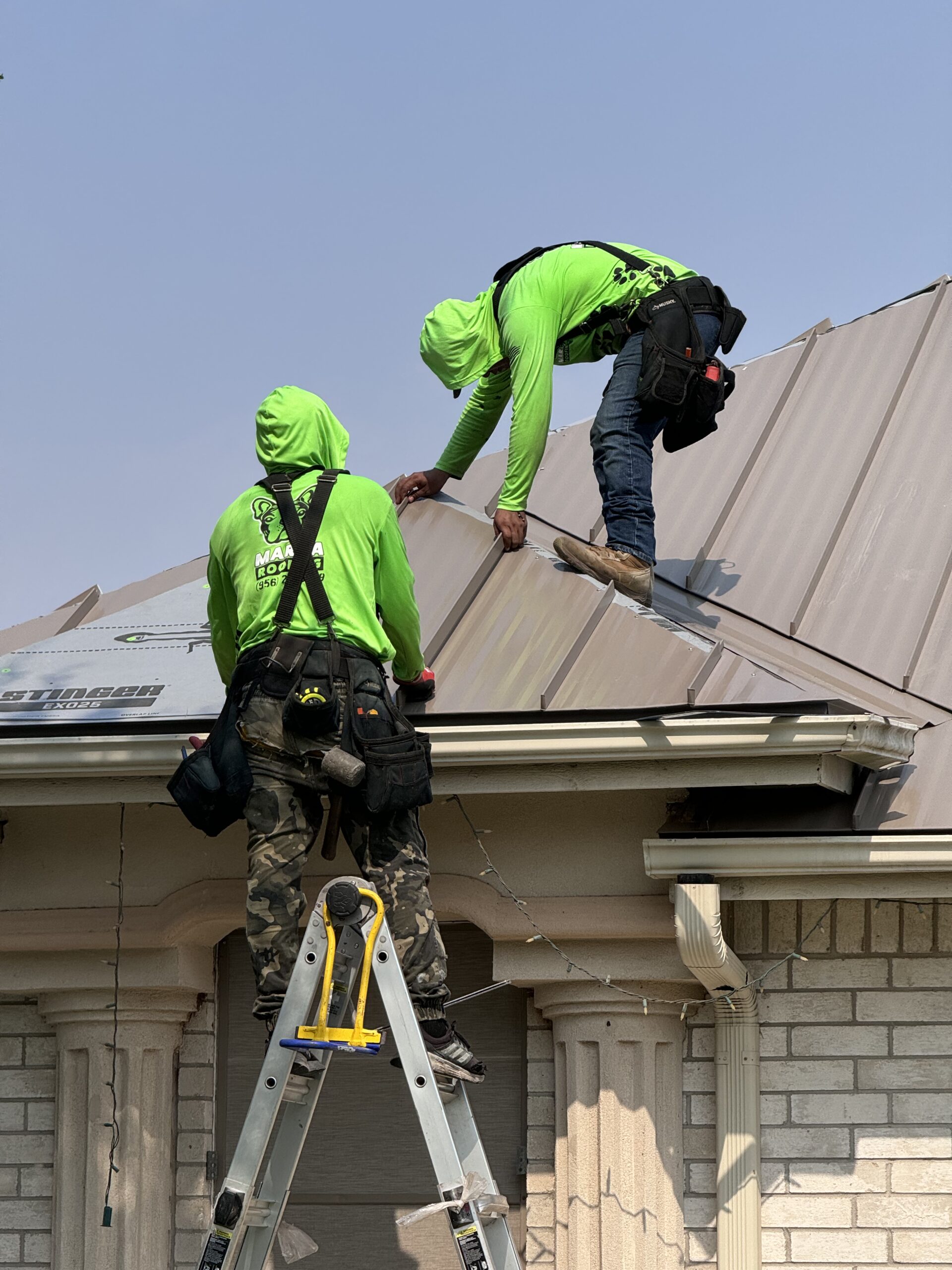 Marva Roofing team photos from roof inspection and repair work in the Rio Grande Valley